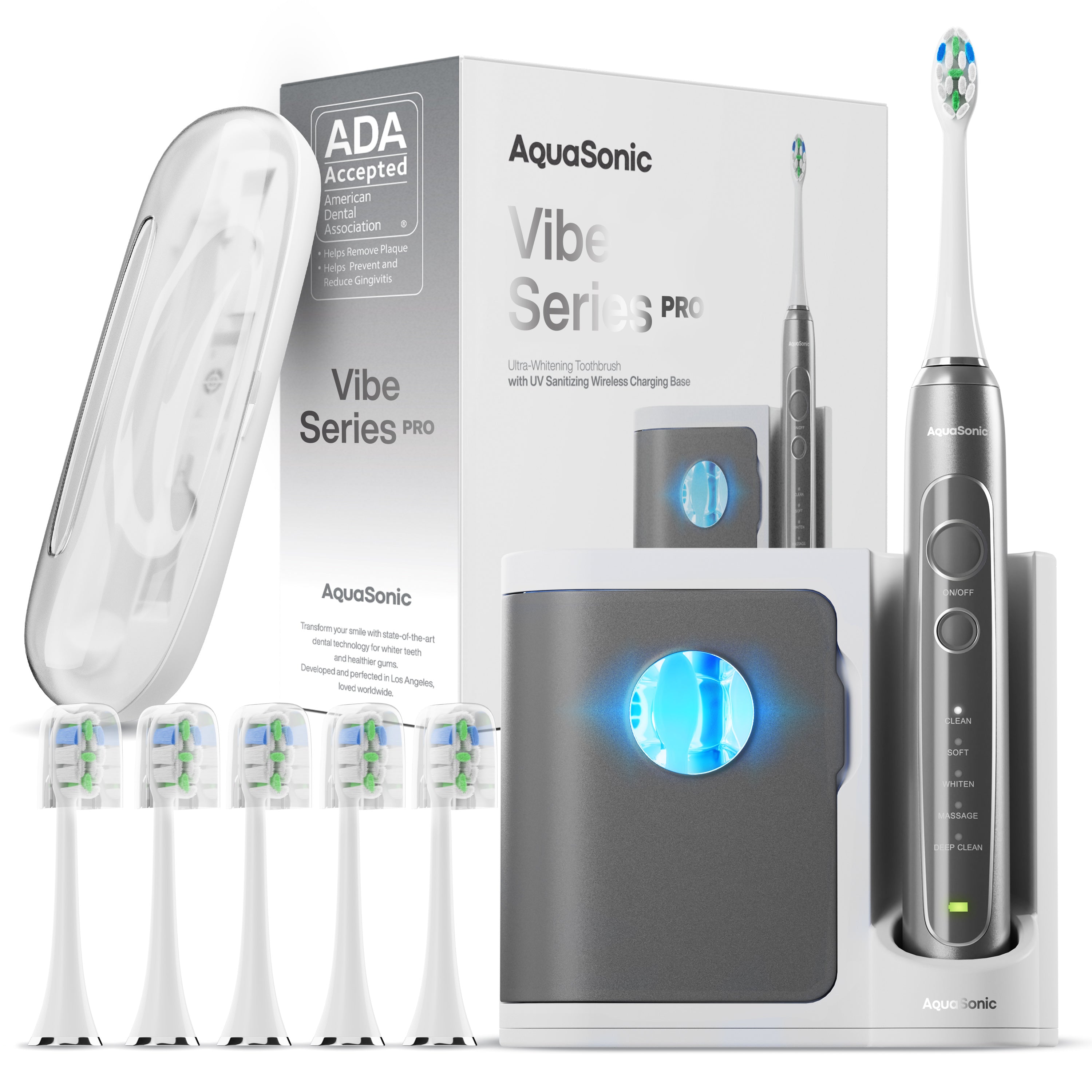 Vibe Series Pro Sonic Electric Toothbrush With UV Sanitizer AquaSonic Vibe Series Pro Sonic Electric Toothbrush With UV Sanitizer AquaSonic