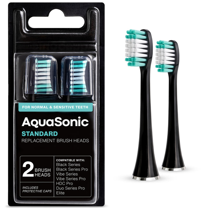 AquaSonic Standard replacement brush heads, Black 2 Pack, Main #color_black