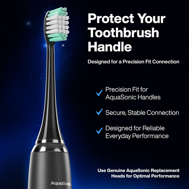 AquaSonic Standard replacement brush heads, Black 2 Pack, Protect Handle #color_black