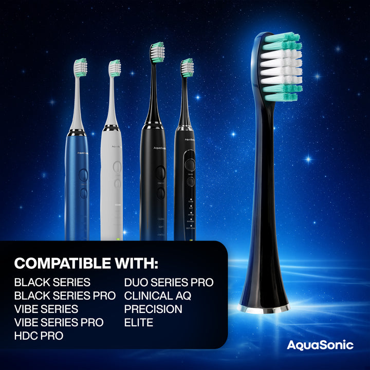 AquaSonic Standard replacement brush heads, Black 8 Pack, Compatible #color_black