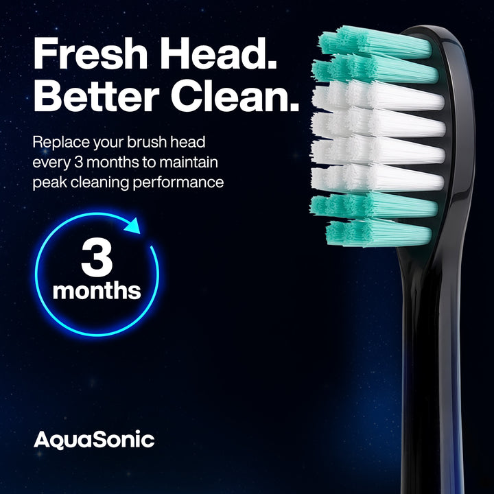 AquaSonic Standard replacement brush heads, Black 8 Pack, Fresh Head #color_black