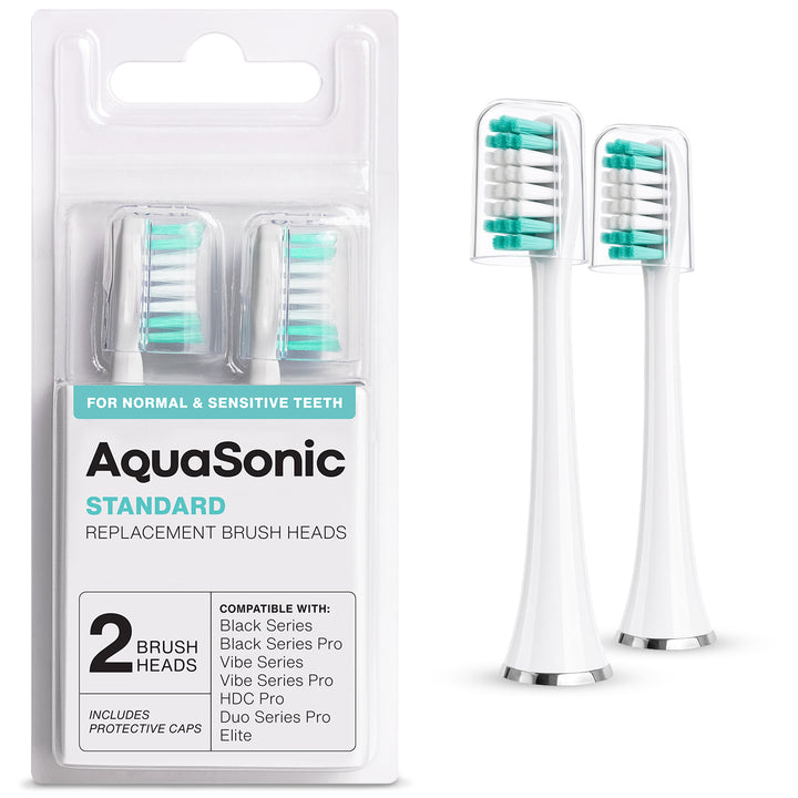 AquaSonic Standard replacement brush heads, White 2 Pack, Main #color_white