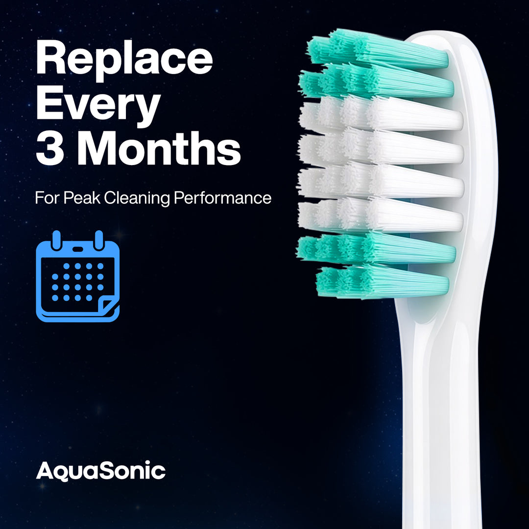 AquaSonic Standard replacement brush heads, White 2 Pack, Replace Every 3 Months #color_white