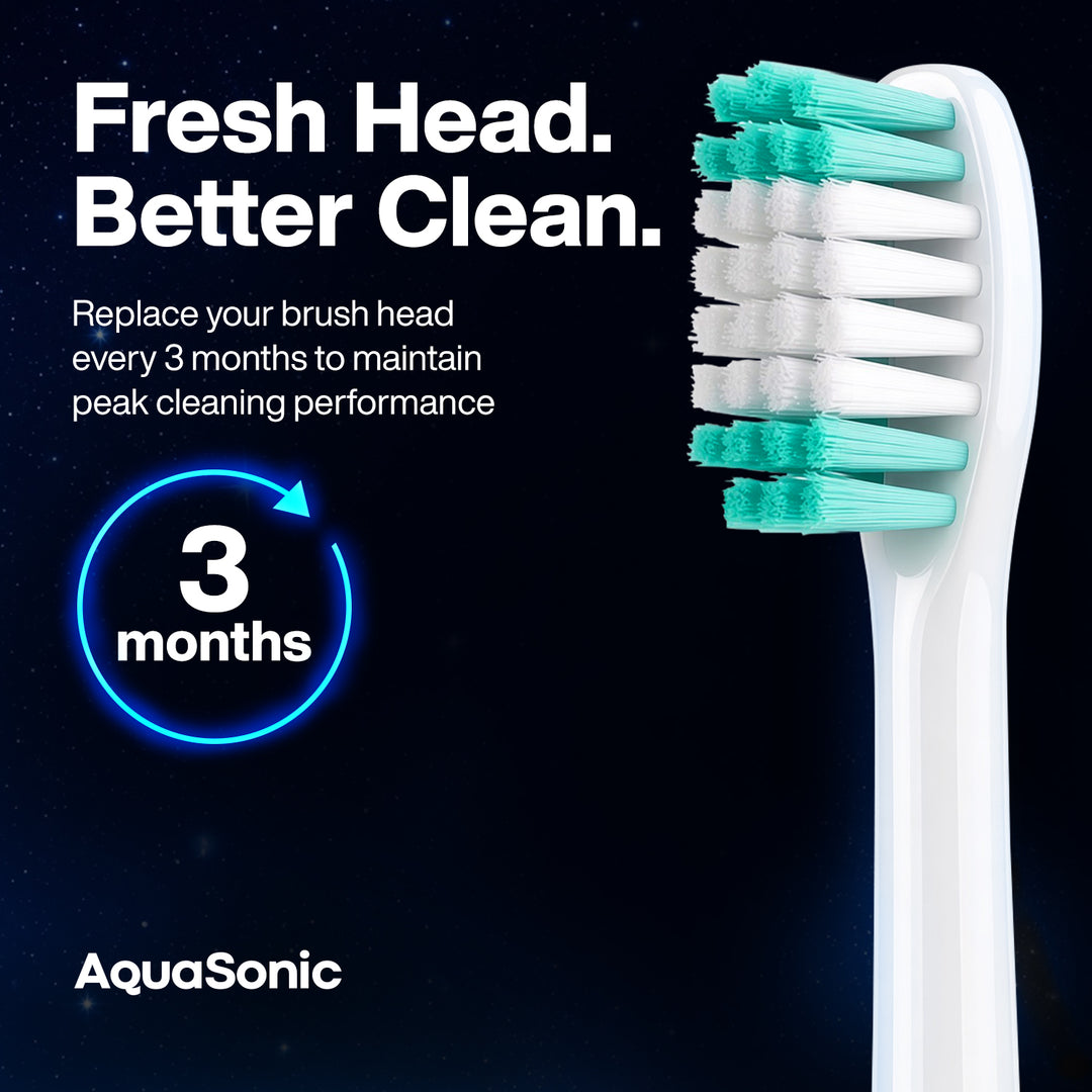 AquaSonic Standard replacement brush heads, White 8 Pack, Fresh Head #color_white