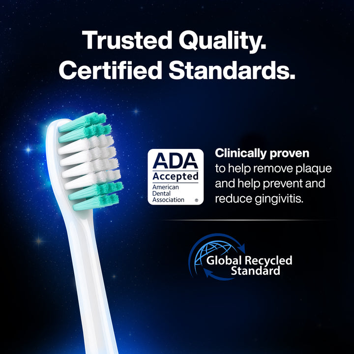 AquaSonic Standard replacement brush heads, White 8 Pack, Credibility #color_white