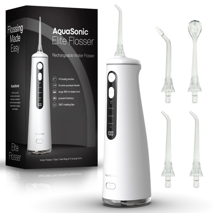Elite Flosser - Rechargeable Water Flosser with 4 Tips - Oral Irrigator with 4 Modes - Portable & Cordless