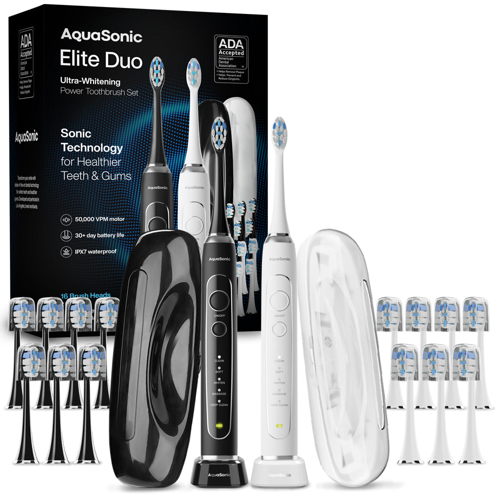 Elite Duo Ultra-Whitening Toothbrush Set - White and Black